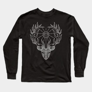 Monochromatic Majesty: The Deer's Head Long Sleeve T-Shirt